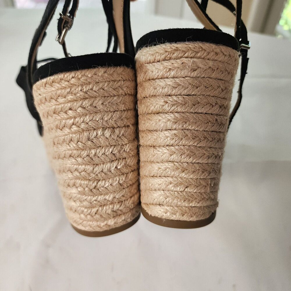 Sun + Stone Black Tiinsley Strappy Espadrille Platform Wedge Sandal 10 NWT - Picture 4 of 7